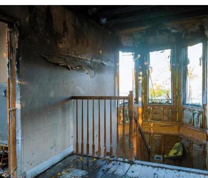 staircase of house with Smoke damage