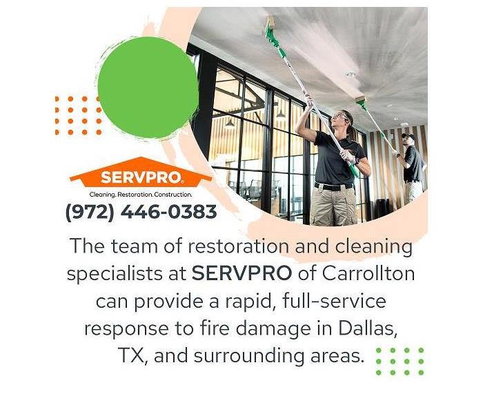 SERVPRO technicians cleaning soot from the ceiling